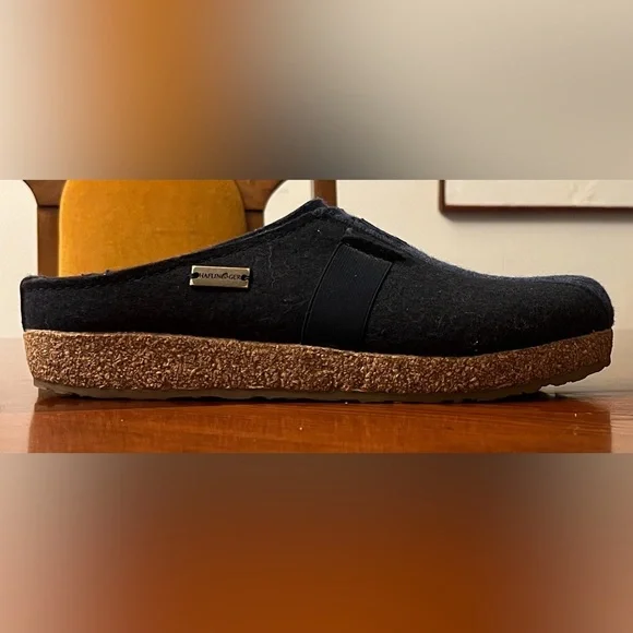 NWOT Haflinger Magic Wool Felt clog slippers 40 navy blue 100% wool - Picture 6 of 8